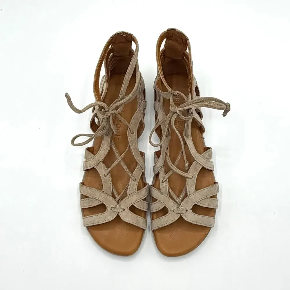 Gentle Souls Beige Suede Gladiator Sandals 6 Renaissance Ren Faire Lace Up
